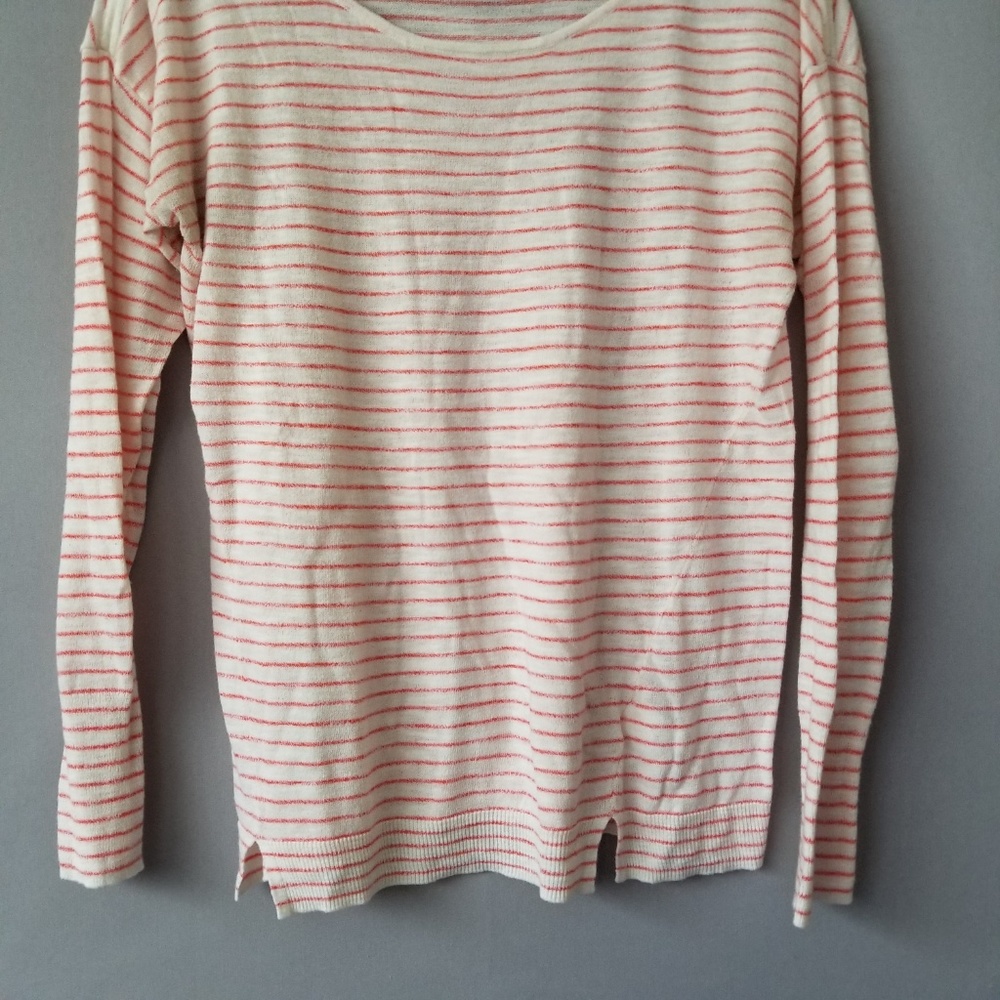 X OLD NAVY CREW NECK LS STRIPE KNIT LIGHT SWEATER - Picture 2 of 7